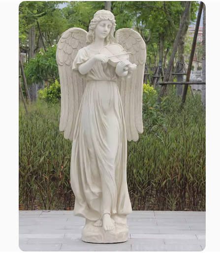 European-style figurine sculptures for garden and courtyard landscapes, large floor-standing outdoor angel decorative artworks.