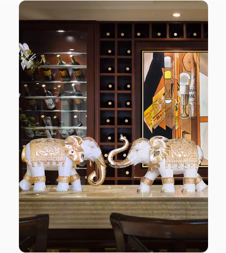 Large-sized elephant ornament, European-style home floor decoration.