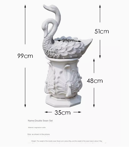 Swan Planter Roman Column Ornament: A perfect addition to European-style gardens, this swan planter ornament serves as an elegant base for greenery, suitable for placing at the entrance of villas or in the foyer, enhancing the overall decor.