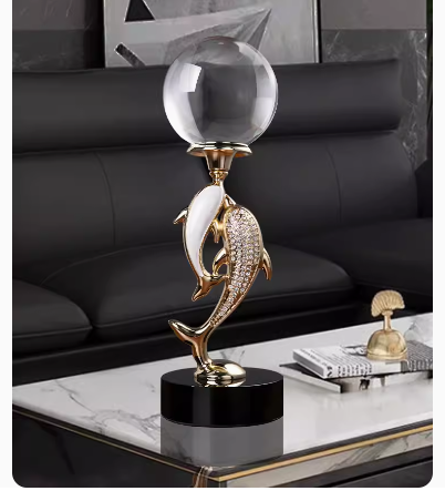 High-end luxury living room ornament, entrance foyer centerpiece: "Year of Plenty" crystal ball decoration.