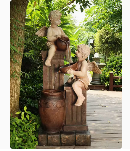 European-style angel fountain landscape outdoor water feature for entrance gardens, courtyard decoration, and landscaping.