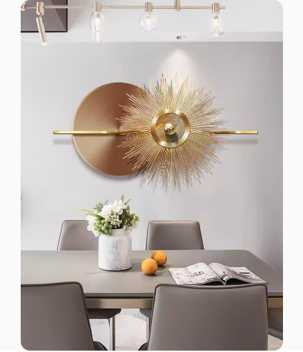 Three-dimensional living room decorative painting for sofa background wall, conveying a sense of luxury with metal hanging art, featuring a simple yet elegant American-style dining room wall painting.