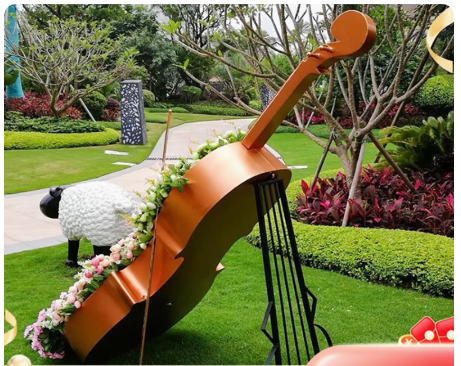 Crafted to enhance outdoor garden landscapes, this violin sculpture adds a touch of artistic elegance to your garden or lawn. Made with durable materials suitable for outdoor use, it serves as both a decorative piece and a testament