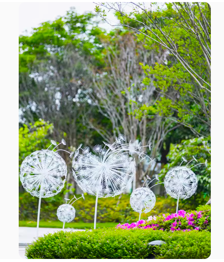 Outdoor Garden Landscape Iron Art Stainless Steel Butterfly, Dandelion, Plum Blossom, Deer, Rabbit Sculpture Animal Large Ornament.