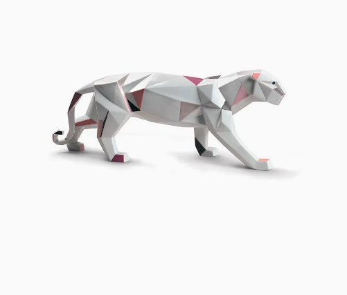 Elegant Japanese Origami Leopard Porcelain Figurine: Sophisticated Luxury Décor Piece