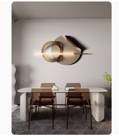 Italian-style, luxurious wall decor ornament featuring three-dimensional metal design with integrated lighting.