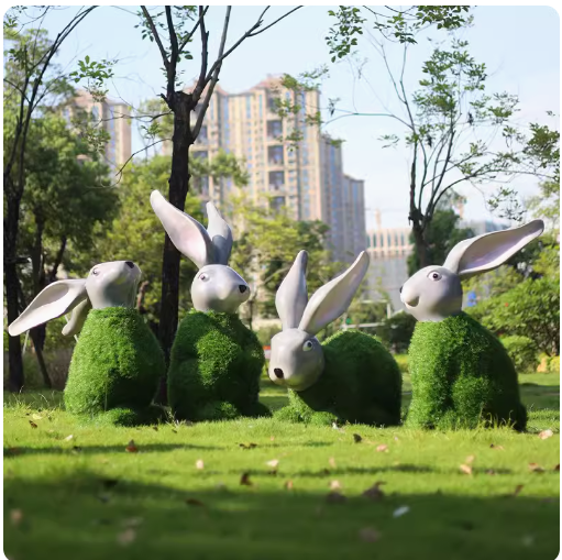 "Outdoor Garden Landscape: Simulated Green Snail Glass Fiber Sculpture Grass Mat Mushroom Rabbit Ornament Decoration"