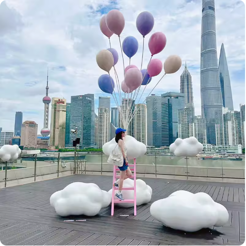 Romantic proposal balloon cloud seat sculpture large ornament.