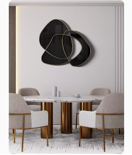 Stainless steel three-dimensional wall decor hanging, adding a touch of luxury to the living room wall, perfect for the dining area or foyer background wall.