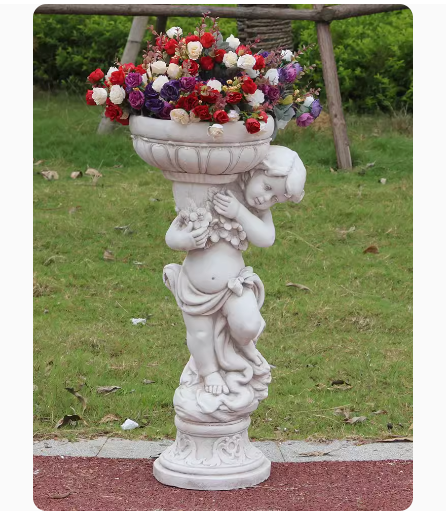 European-style villa balcony landscaping sculpture outdoor creative decoration succulent greenery relief small angel flower pot.