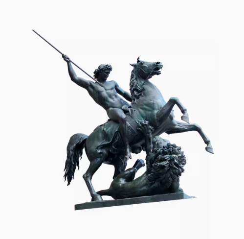 Customized large bronze knight sculpture, cast bronze Western horseman figure, villa European-style landscape ornament.