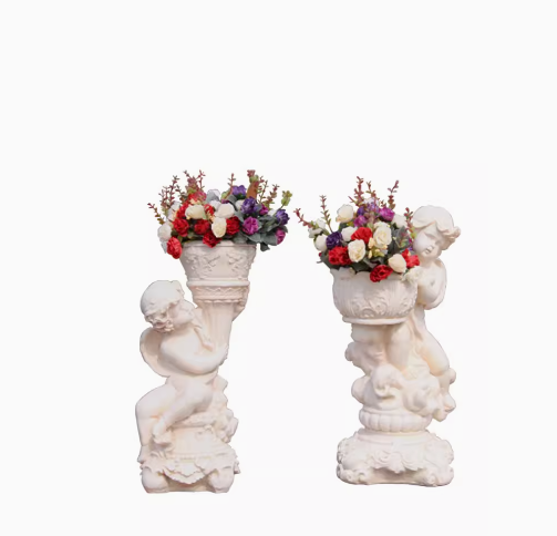 European-style villa balcony landscaping sculpture outdoor creative decoration succulent greenery relief small angel flower pot.