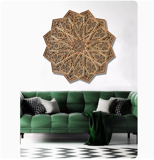 Creative staircase wood carving hanging painting, a modern and simple decoration for the living room sofa background wall.