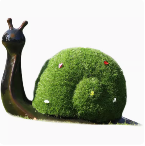 "Outdoor Garden Landscape: Simulated Green Snail Glass Fiber Sculpture Grass Mat Mushroom Rabbit Ornament Decoration"