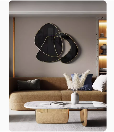 Stainless steel three-dimensional wall decor hanging, adding a touch of luxury to the living room wall, perfect for the dining area or foyer background wall.