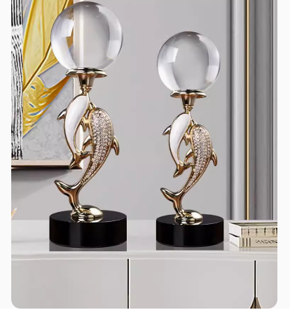 High-end luxury living room ornament, entrance foyer centerpiece: "Year of Plenty" crystal ball decoration.