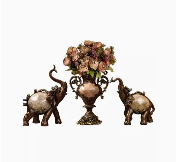 Combining classical Chinese, American luxury, and European styles, this set of three decorative elephant vases brings a touch of traditional elegance to any home. It's perfect for adding a touch of prosperity and charm to your living space.