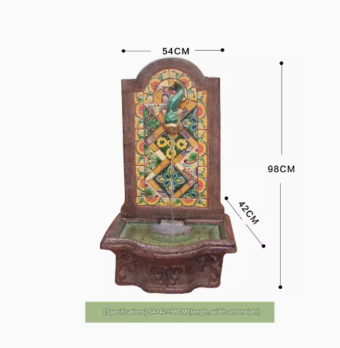 American-style, European-style outdoor ceramic fountain, garden water feature ornament, outdoor landscape decoration, home decor.