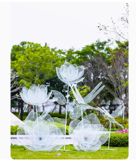 Outdoor Garden Landscape Iron Art Stainless Steel Butterfly, Dandelion, Plum Blossom, Deer, Rabbit Sculpture Animal Large Ornament.