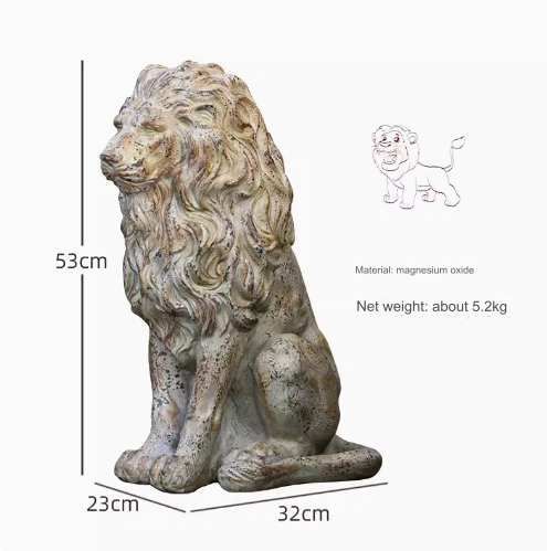 A large lion sculpture for the garden, evoking a sense of European vintage garden artistry.