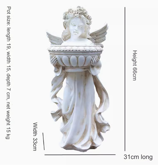 The European-style courtyard decoration, "Angel Alice," is a large resin outdoor floor ornament designed for villa living rooms and gardens.