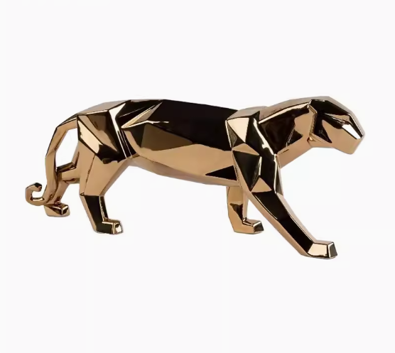 Elegant Japanese Origami Leopard Porcelain Figurine: Sophisticated Luxury Décor Piece