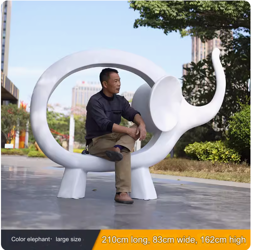 Outdoor Elephant Seat Sculpture Large-scale Sculpture, Popular Photo Spot Decoration