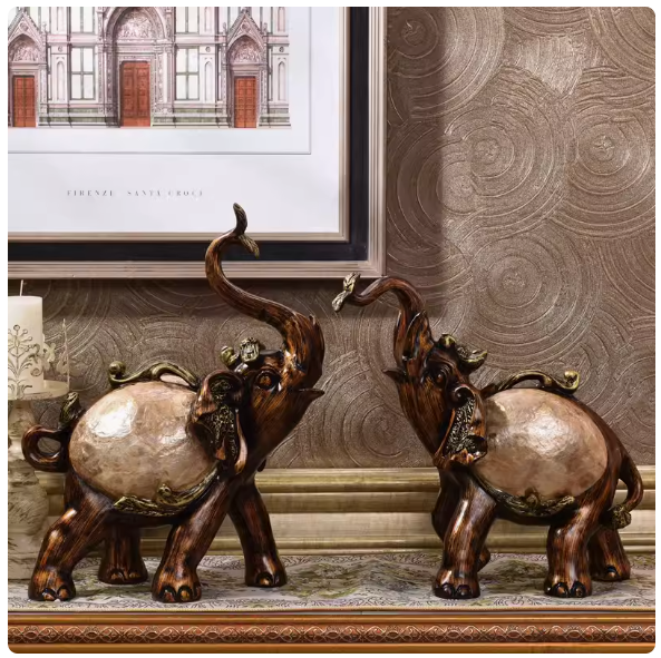 Combining classical Chinese, American luxury, and European styles, this set of three decorative elephant vases brings a touch of traditional elegance to any home. It's perfect for adding a touch of prosperity and charm to your living space.