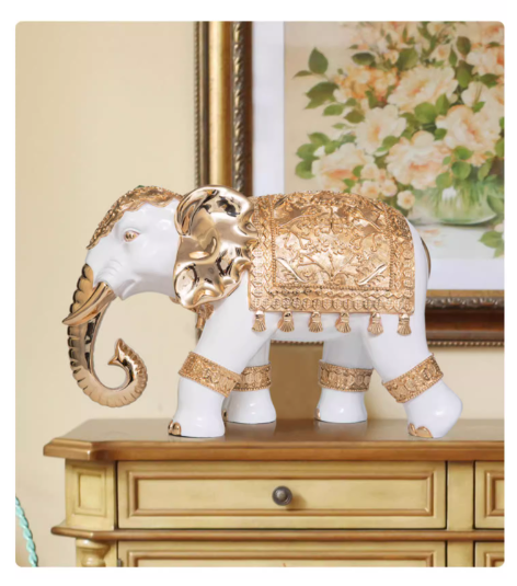 Large-sized elephant ornament, European-style home floor decoration.