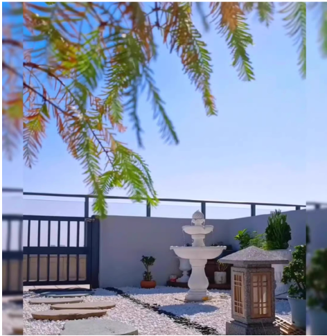 A European-style garden fountain villa decoration, featuring solar-powered circulating water, ideal for outdoor pools and courtyard landscaping, creating a serene ambiance and serving as a wishing well.