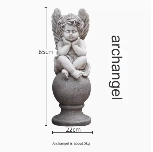 Garden decoration with European-style angel figurines, charming outdoor sculptures for villa gardens, terrace, and balcony arrangements.