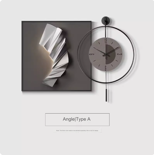 Contemporary luxury dining room decor, high-end abstract dining table clock painting, atmospheric and simple living room wall clock painting.