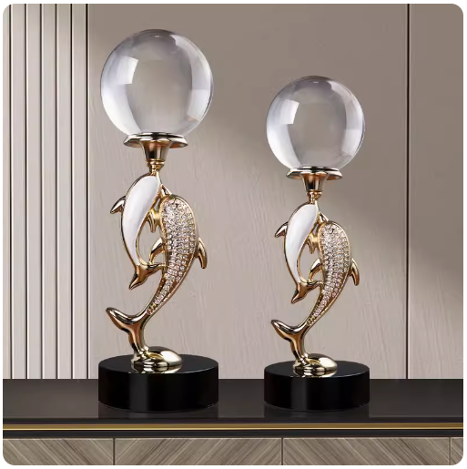 High-end luxury living room ornament, entrance foyer centerpiece: "Year of Plenty" crystal ball decoration.