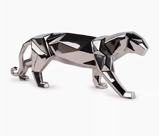 Elegant Japanese Origami Leopard Porcelain Figurine: Sophisticated Luxury Décor Piece