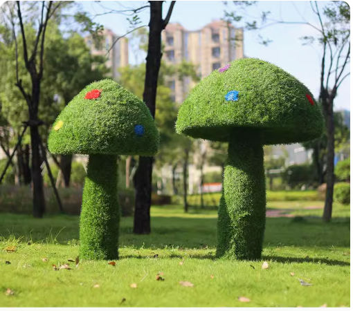 "Outdoor Garden Landscape: Simulated Green Snail Glass Fiber Sculpture Grass Mat Mushroom Rabbit Ornament Decoration"