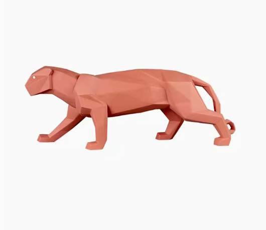 Elegant Japanese Origami Leopard Porcelain Figurine: Sophisticated Luxury Décor Piece