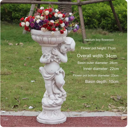 European-style villa balcony landscaping sculpture outdoor creative decoration succulent greenery relief small angel flower pot.