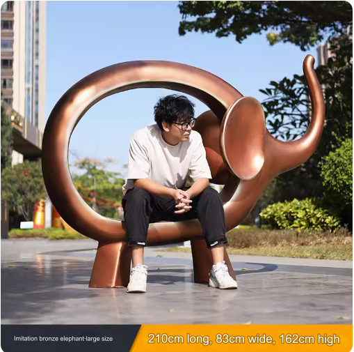 Outdoor Elephant Seat Sculpture Large-scale Sculpture, Popular Photo Spot Decoration