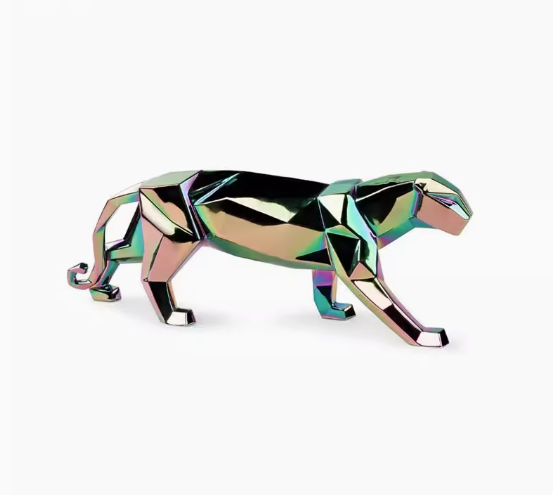 Elegant Japanese Origami Leopard Porcelain Figurine: Sophisticated Luxury Décor Piece