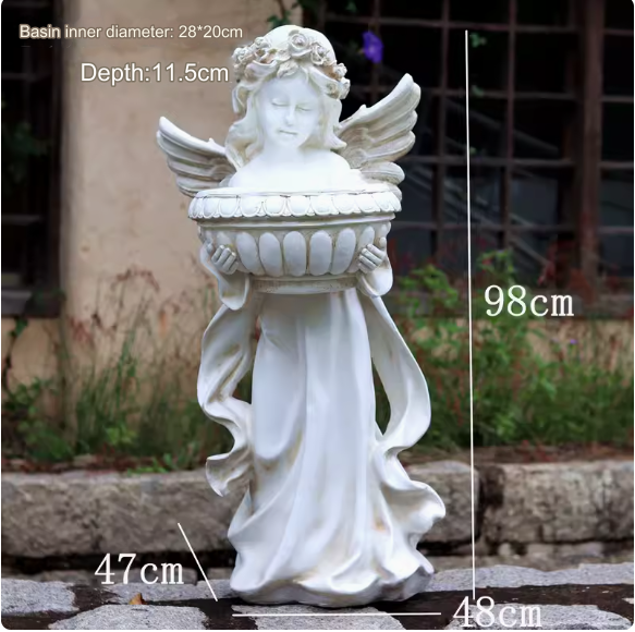 The European-style courtyard decoration, "Angel Alice," is a large resin outdoor floor ornament designed for villa living rooms and gardens.