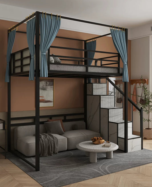 The Loft Life Made Easy: Iron High and Low Bed with Table, Delivered and Assembled