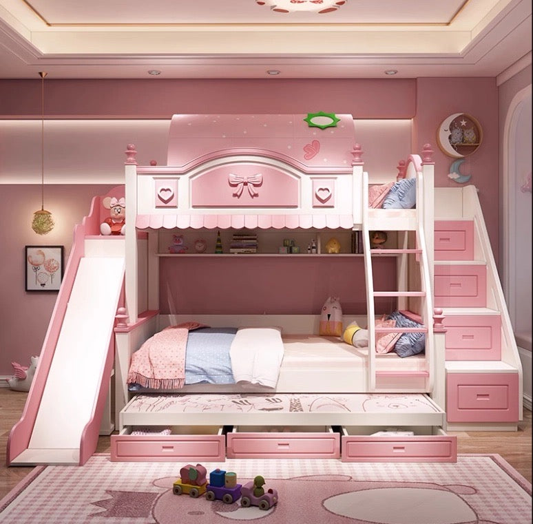 Children's Up and Down Princess Bed with Detachable Slide - Delivered and Installed