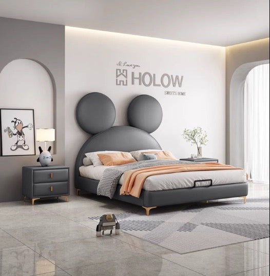 Create Magical Memories with Our Genuine Leather Mickey Mouse Bed - Perfect for Little Explorers.  delivery and Installation Included for Your Convenience.