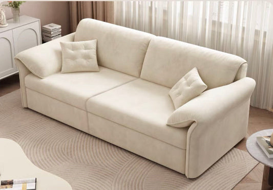 Maximize Space with our Cream Velvet Small Apartment Sofa Bed