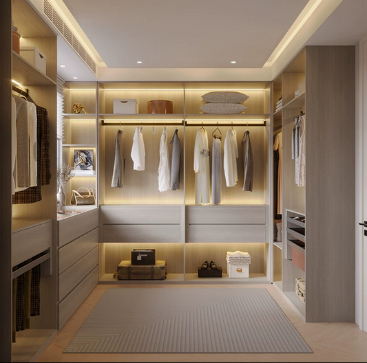 Step into Luxury: Custom Glass Door Bedroom walk-in Wardrobe