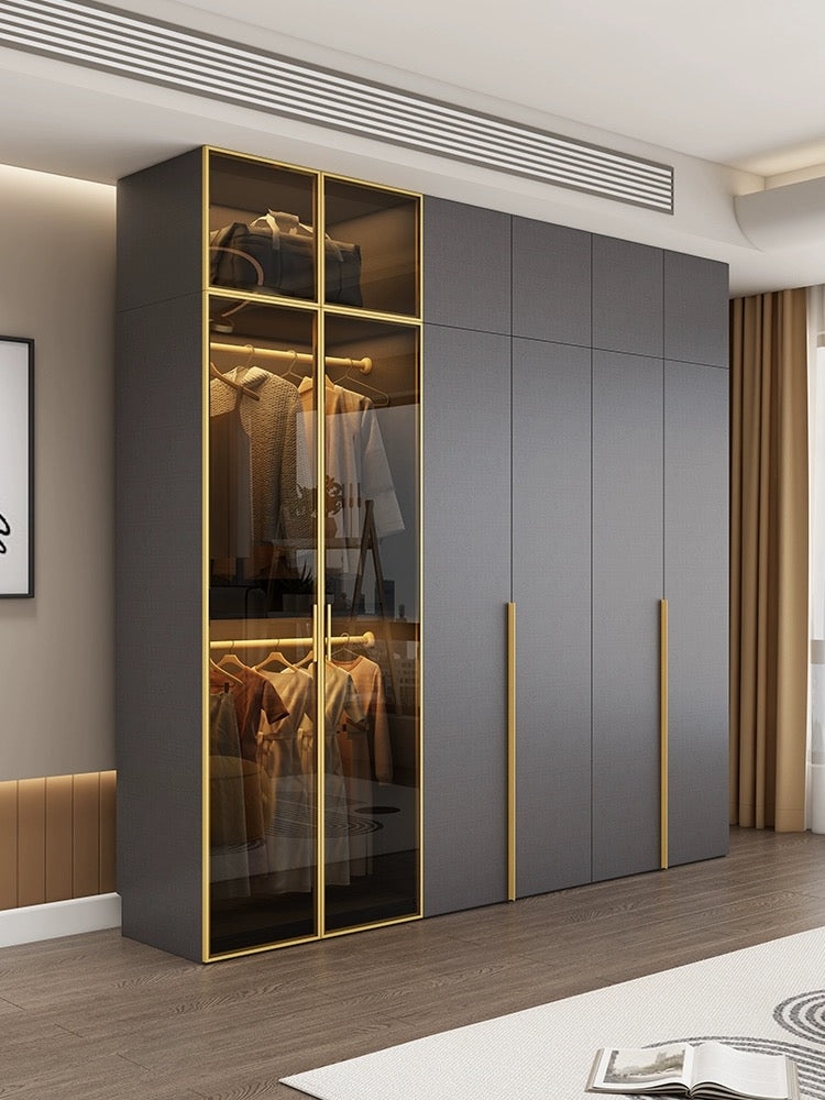 The Ultimate Bedroom Storage Solution: High-End Solid Wood Wardrobe with Glass Doors