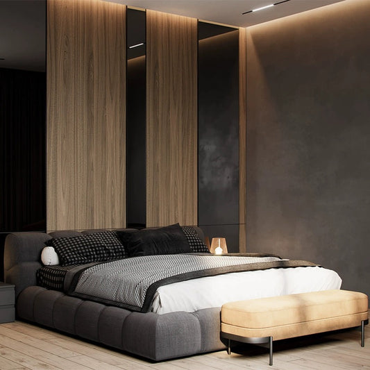 Elevate Your Sleep: Modern Nordic Fabric Bed with Italian Solid Wood Tatami. Delivered and installed for you