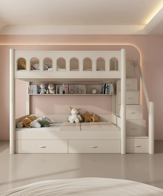 Family-Friendly Sleep: Upper and Lower Bunk Bed for Mom, Dad, and Kids