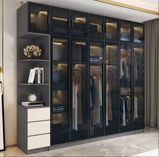 Modernize Your Bedroom with our Light Luxury Glass Wardrobe