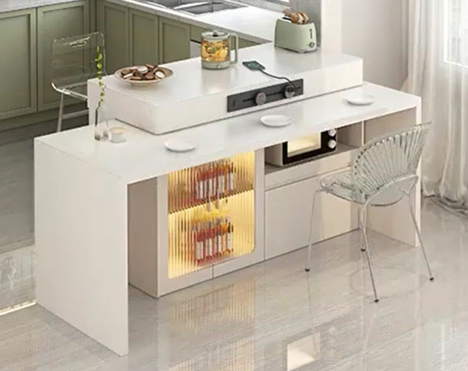 French-Inspired Luxury: Cream Slate Island Kitchen Counter